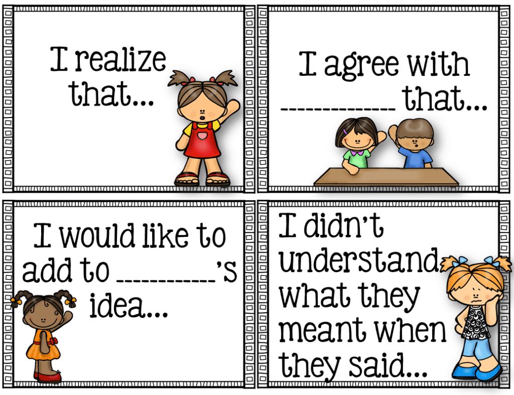 Book study - sentence starters 1