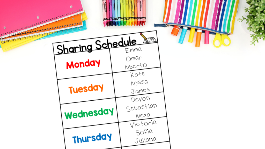 beginning writing - schedule