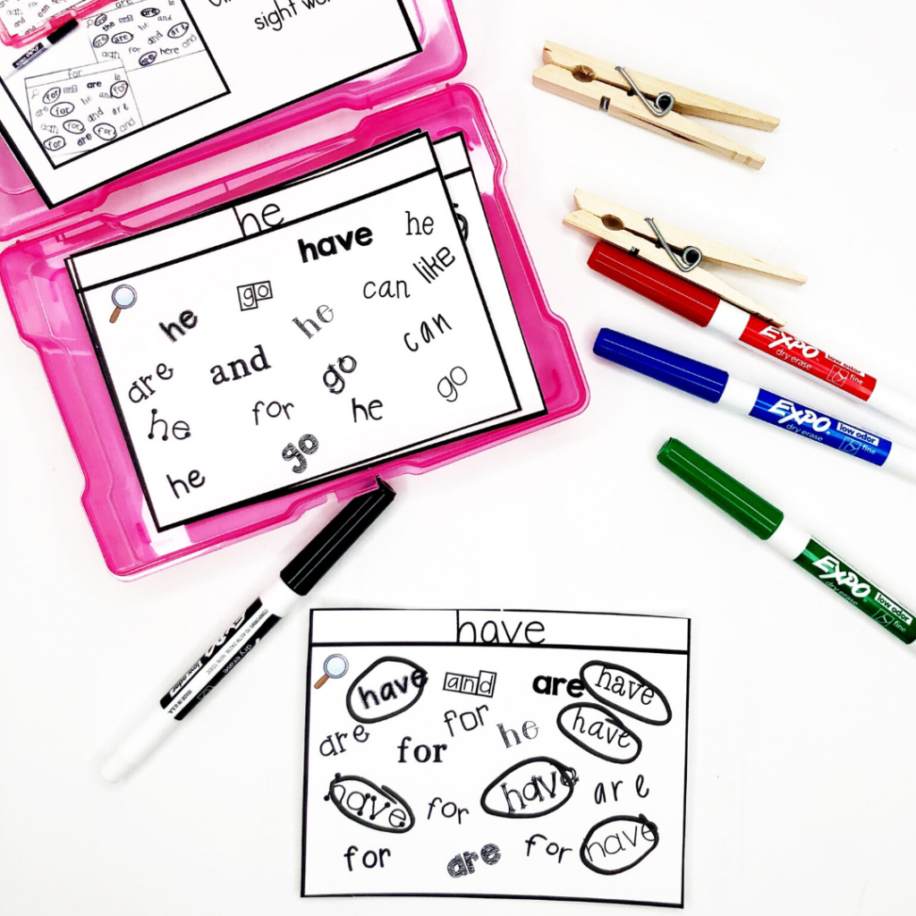 sight word task cards