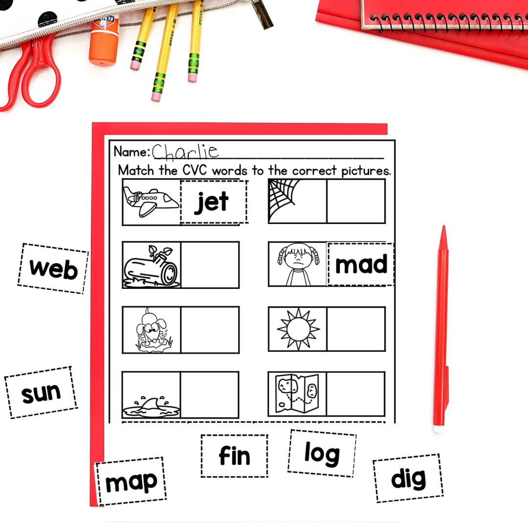 August and September 1st Grade Early Finisher Worksheets - cvc words