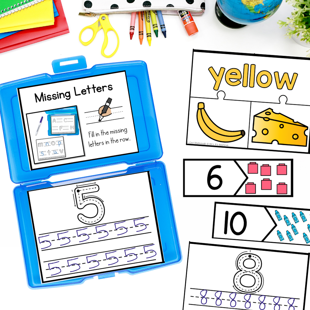 August and September kindergarten early finisher task cards - writing
