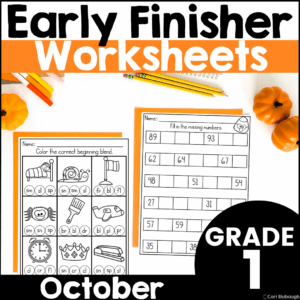 October 1st grade early finisher worksheets - cover