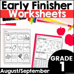 August and September 1st Grade early finisher worksheets - cover