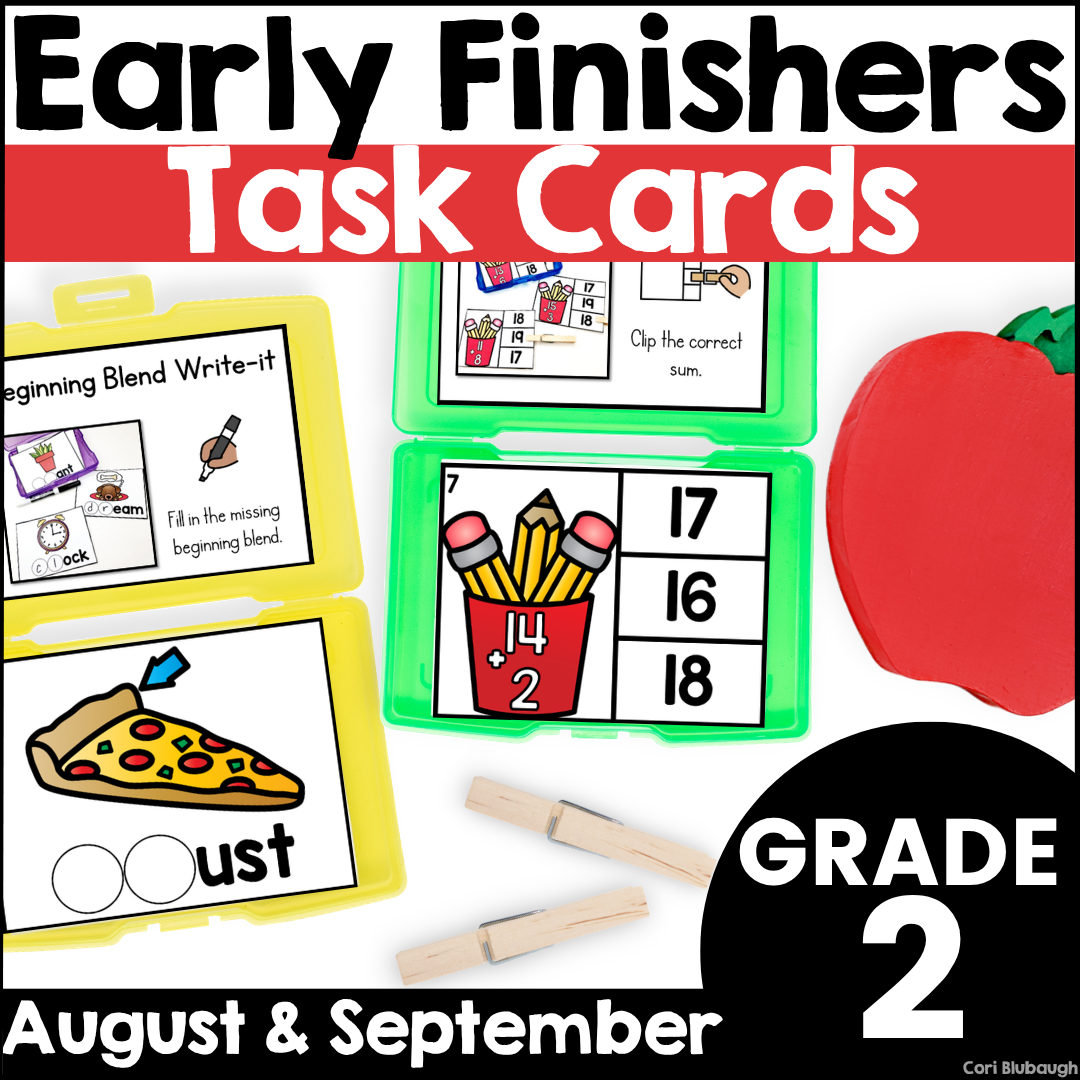 August and September 2nd Grade Early Finisher task cards - cover
