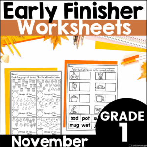 November 1st grade early finisher worksheets - cover