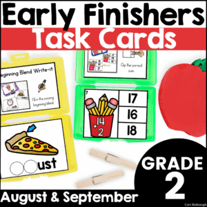 August and September 2nd grade early finisher task cards - cover