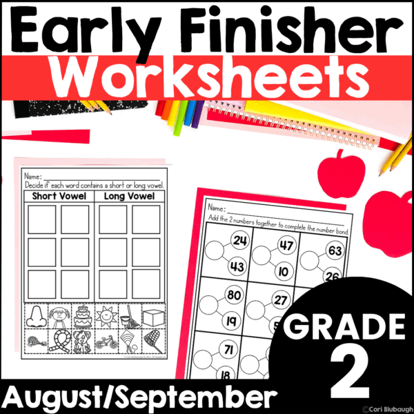 August and September 2nd grade early finisher worksheets - cover