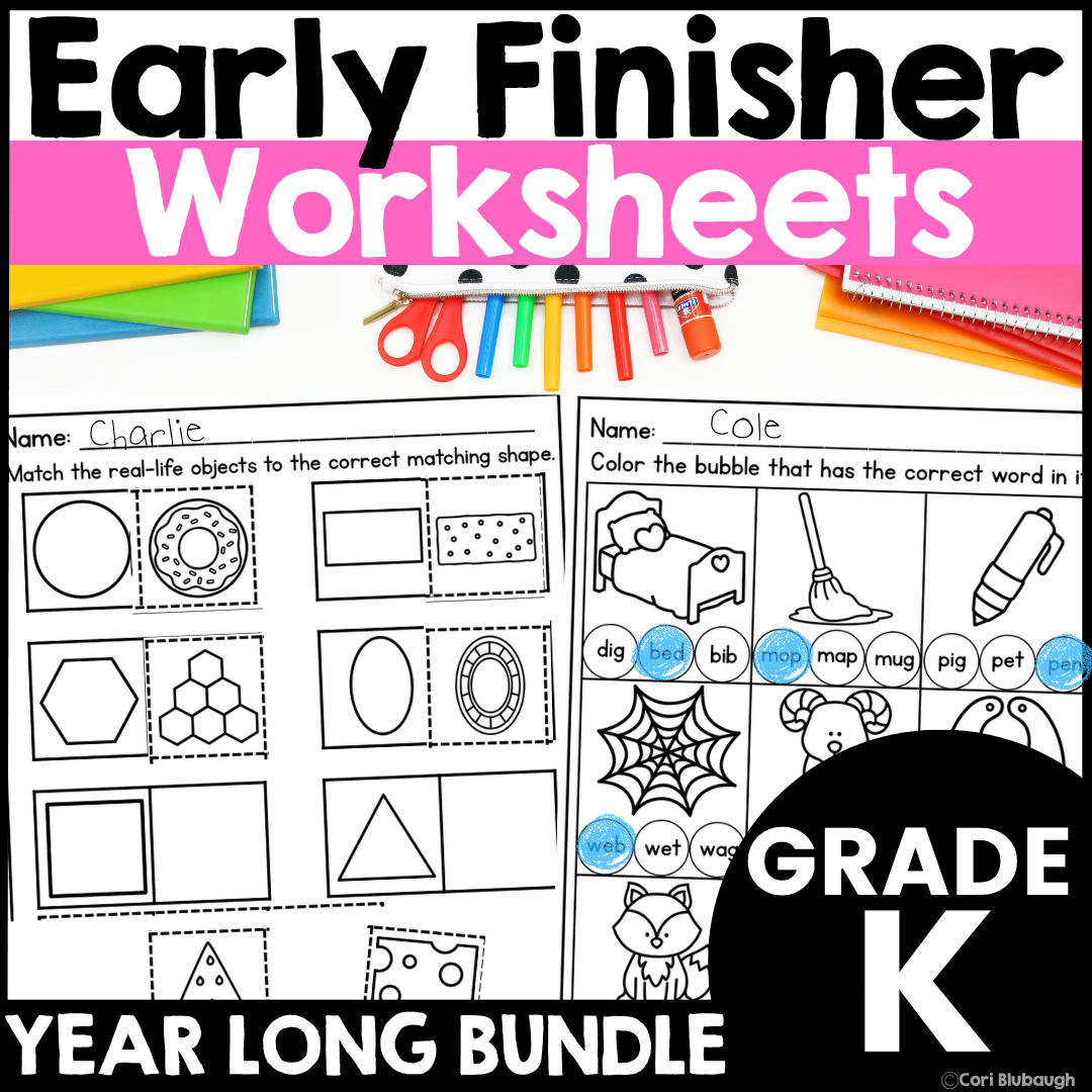Kindergarten Early Finisher Worksheets - cover