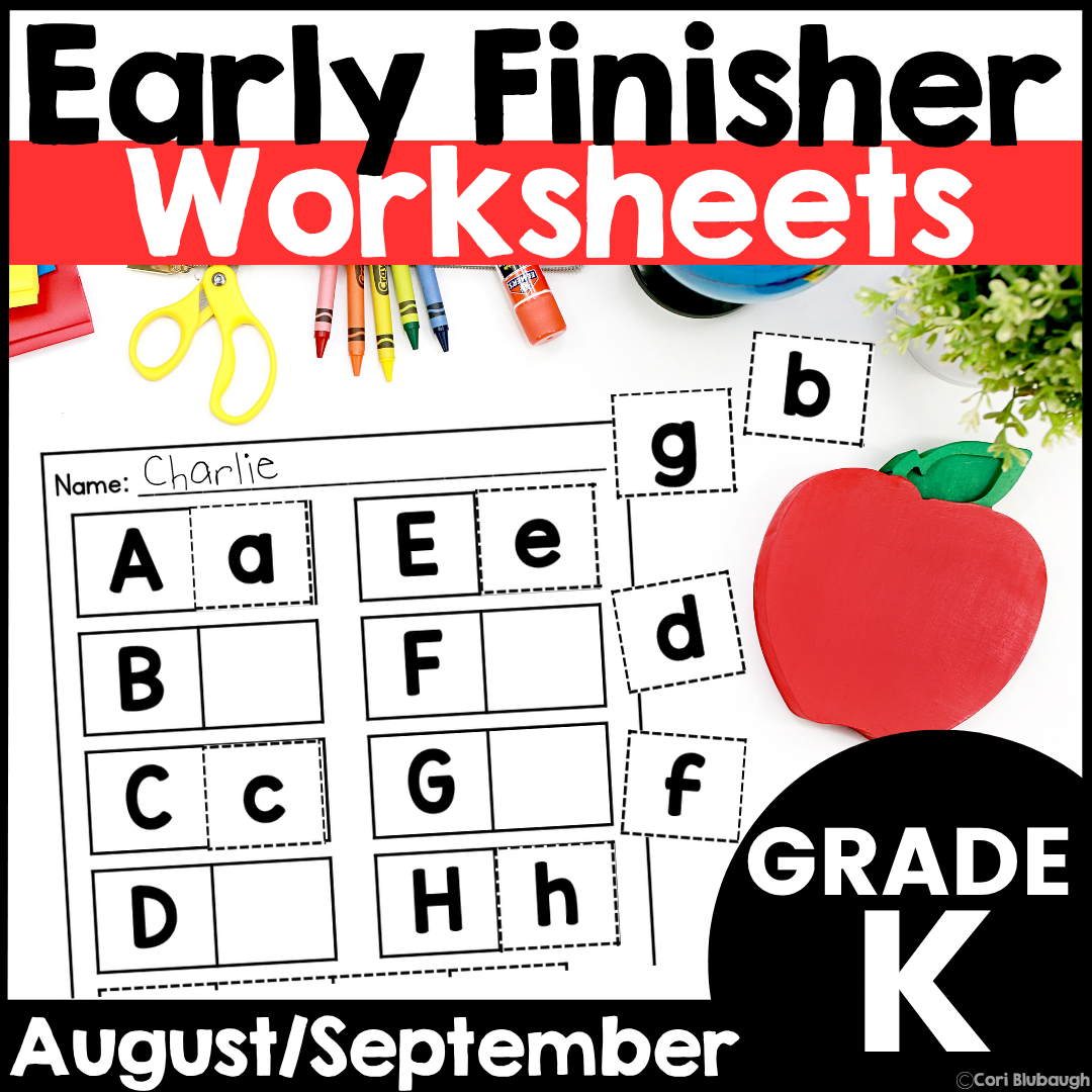 August and September Kindergarten Early Finisher Worksheets - cover
