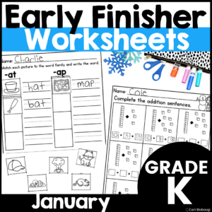 January Kindergarten Early Finisher Worksheets - cover