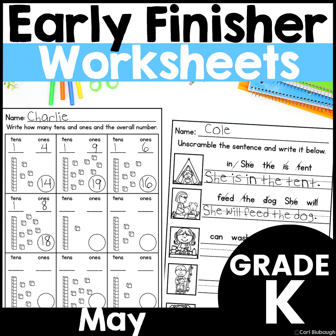 May Kindergarten Early Finisher Worksheets - cover