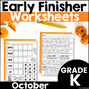 October kindergarten early finisher worksheets - cover