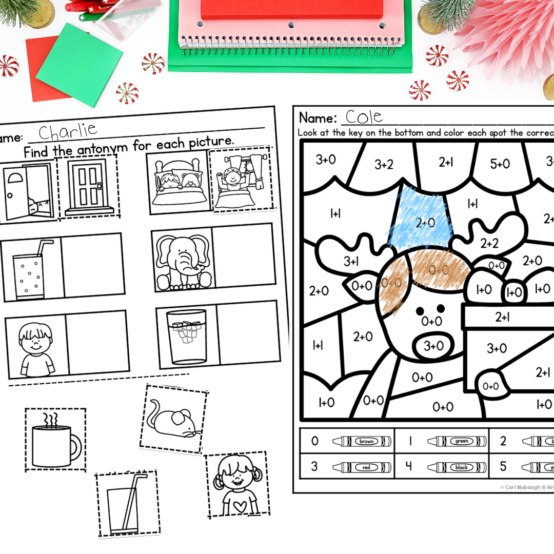 December Kindergarten Early Finisher Worksheets - sight words