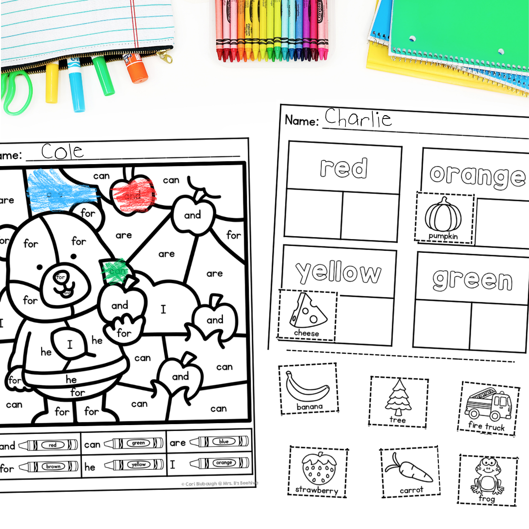 Kindergarten Early Finisher Worksheets - sight words