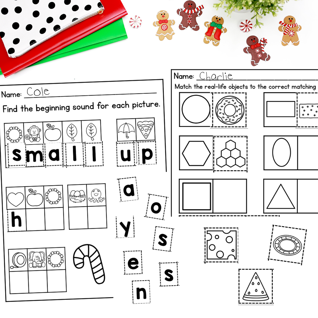 December Kindergarten Early Finisher Worksheets - shapes
