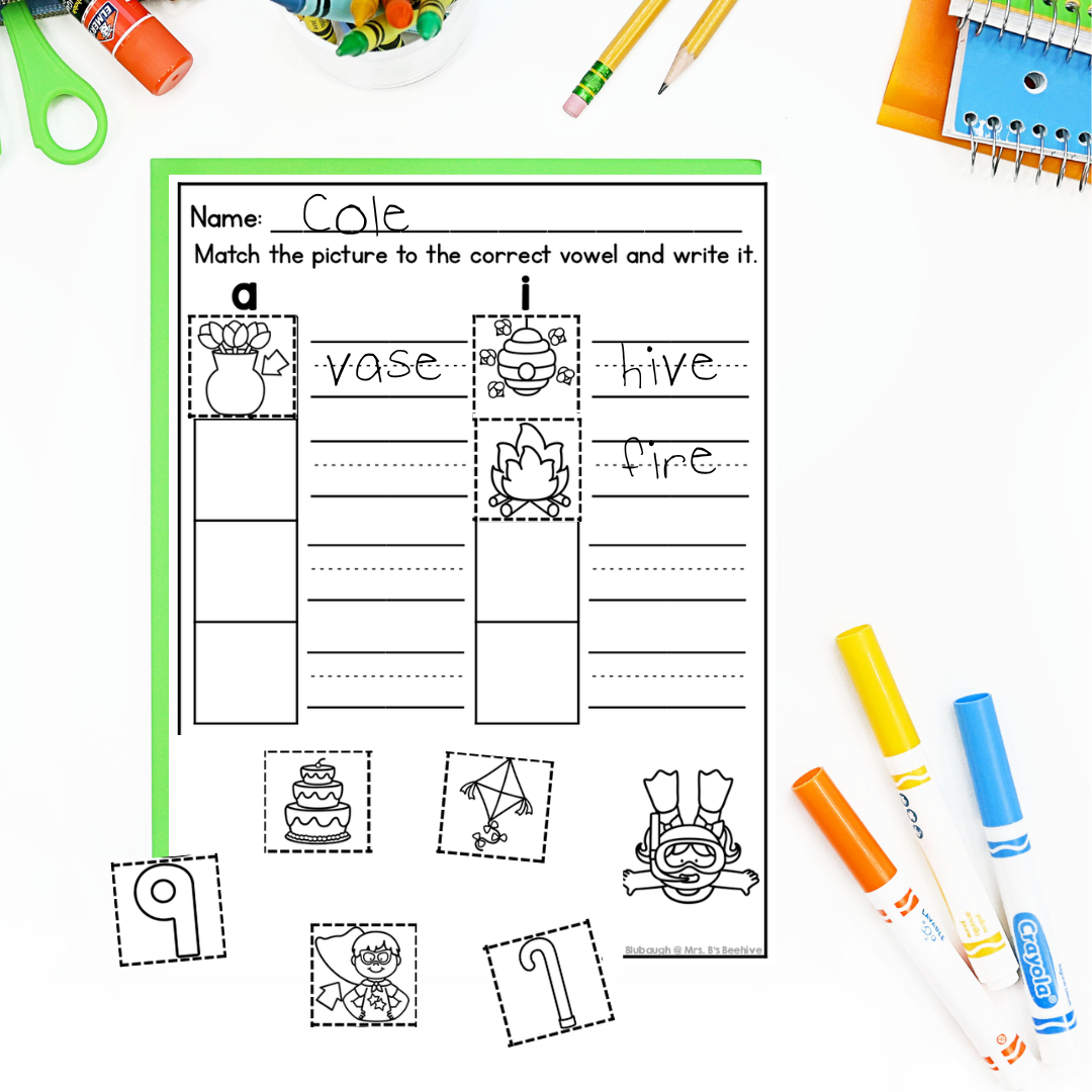 May Kindergarten Early Finisher Worksheets - vowels