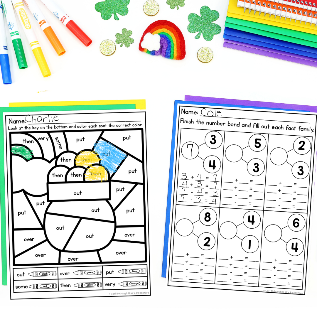 March Kindergarten Early Finisher Worksheets - sight words