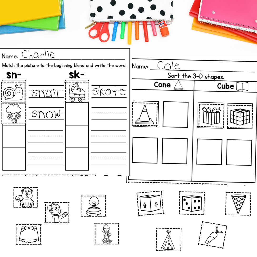 Kindergarten Early Finisher Worksheets - beginning blends