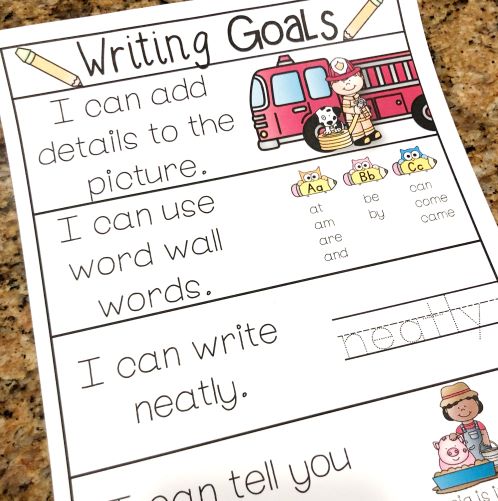 Writing goals for beginning writers.