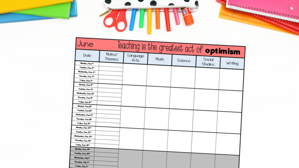 cross-curricular themes - planning calender
