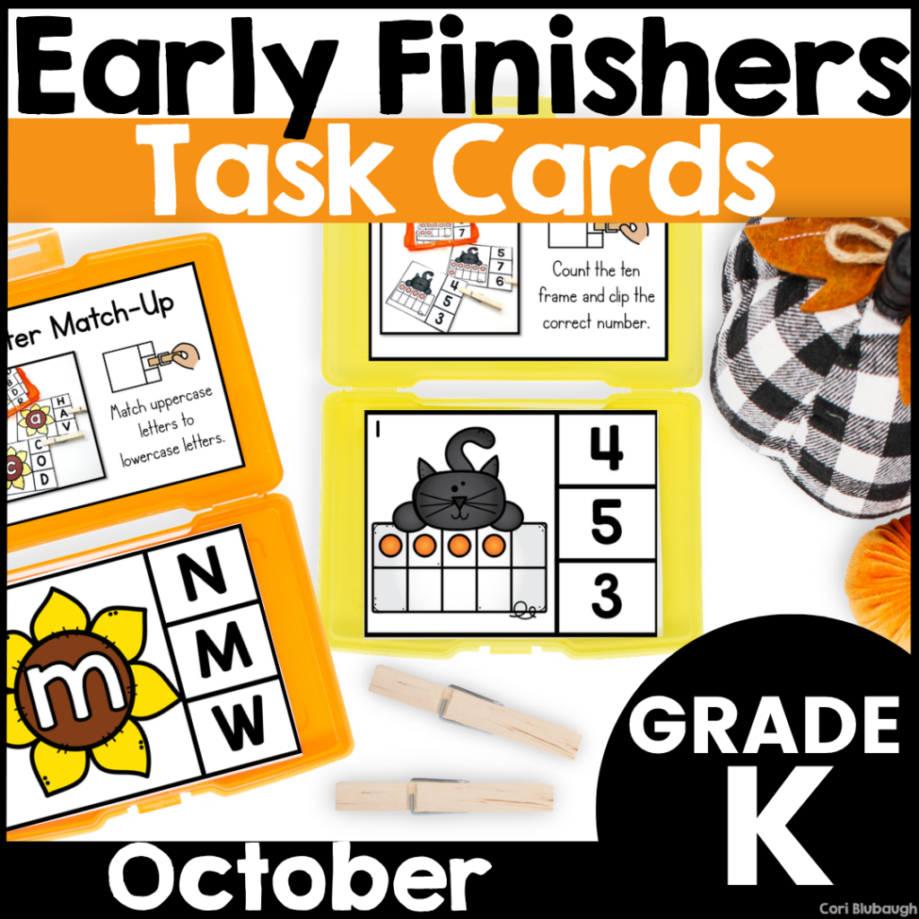 October Kindergarten Early Finisher Task Cards