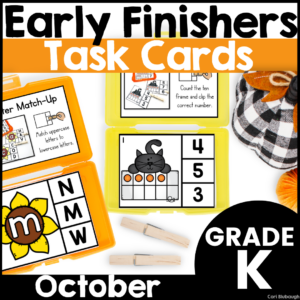 October Kindergarten Early Finisher Task Cards