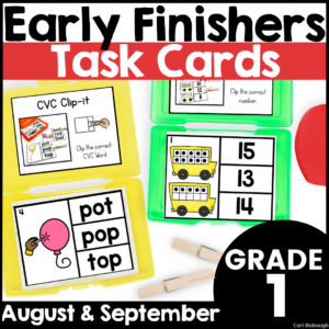 August and September 1st Grade Early Finisher Task Cards