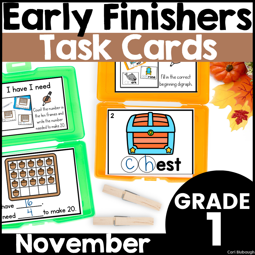 November 1st Grade Early Finisher Task Cards