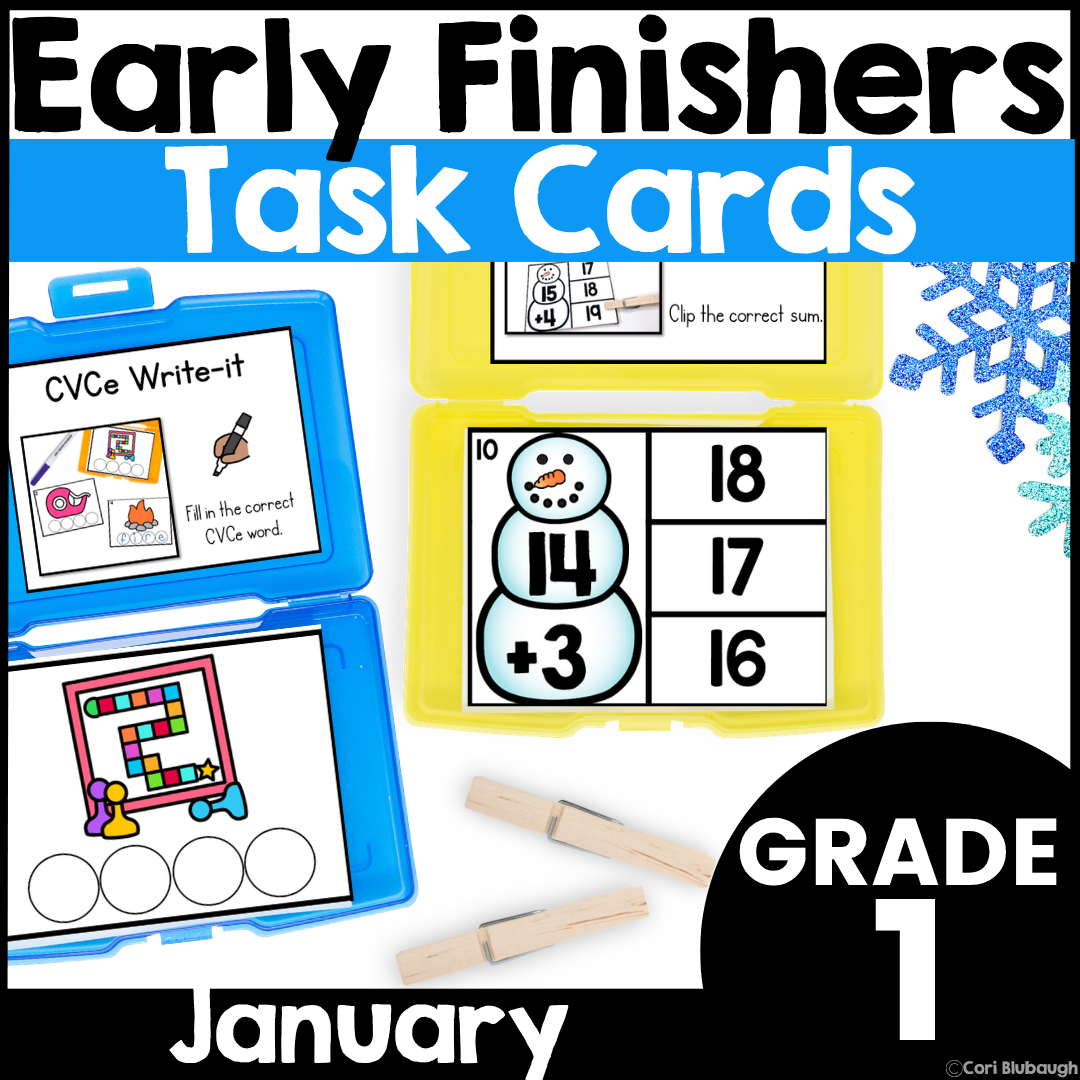 January 1st Grade Early Finisher Task Cards - cover