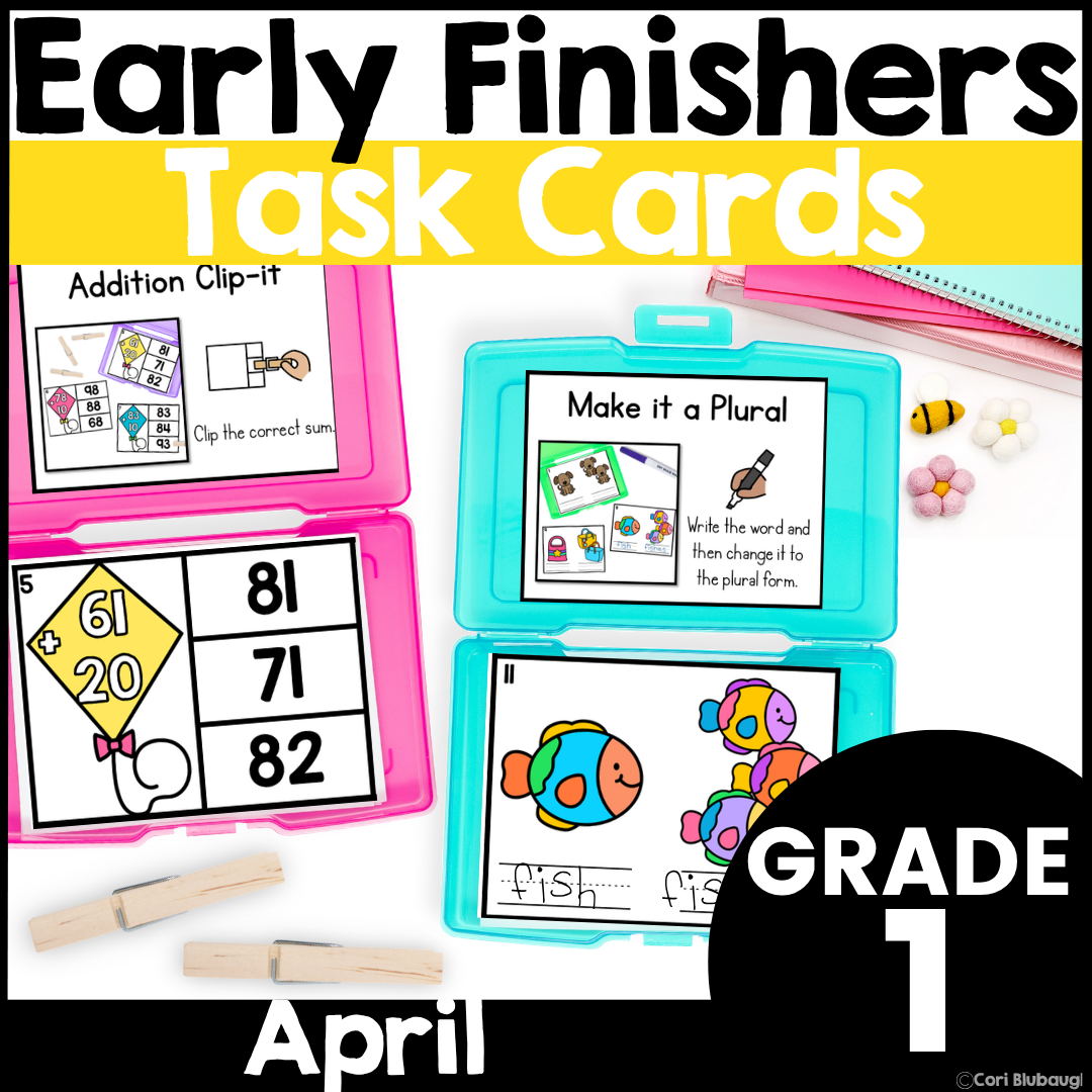 April 1st Grade Early Finisher Task Cards - cover