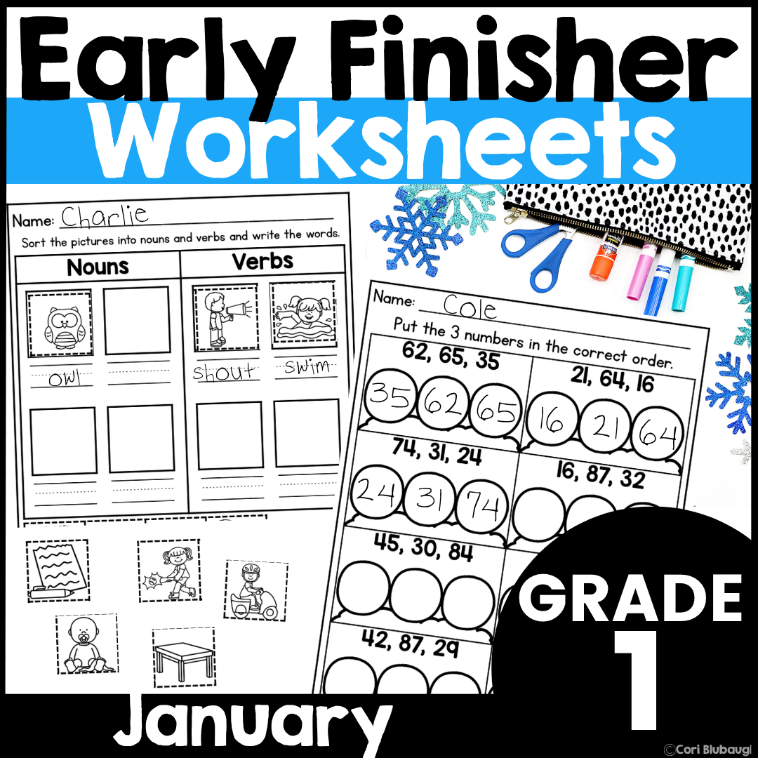 January 1st Grade Early Finisher Worksheets - cover