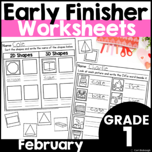 February 1st Grade Early Finisher Worksheets - cover