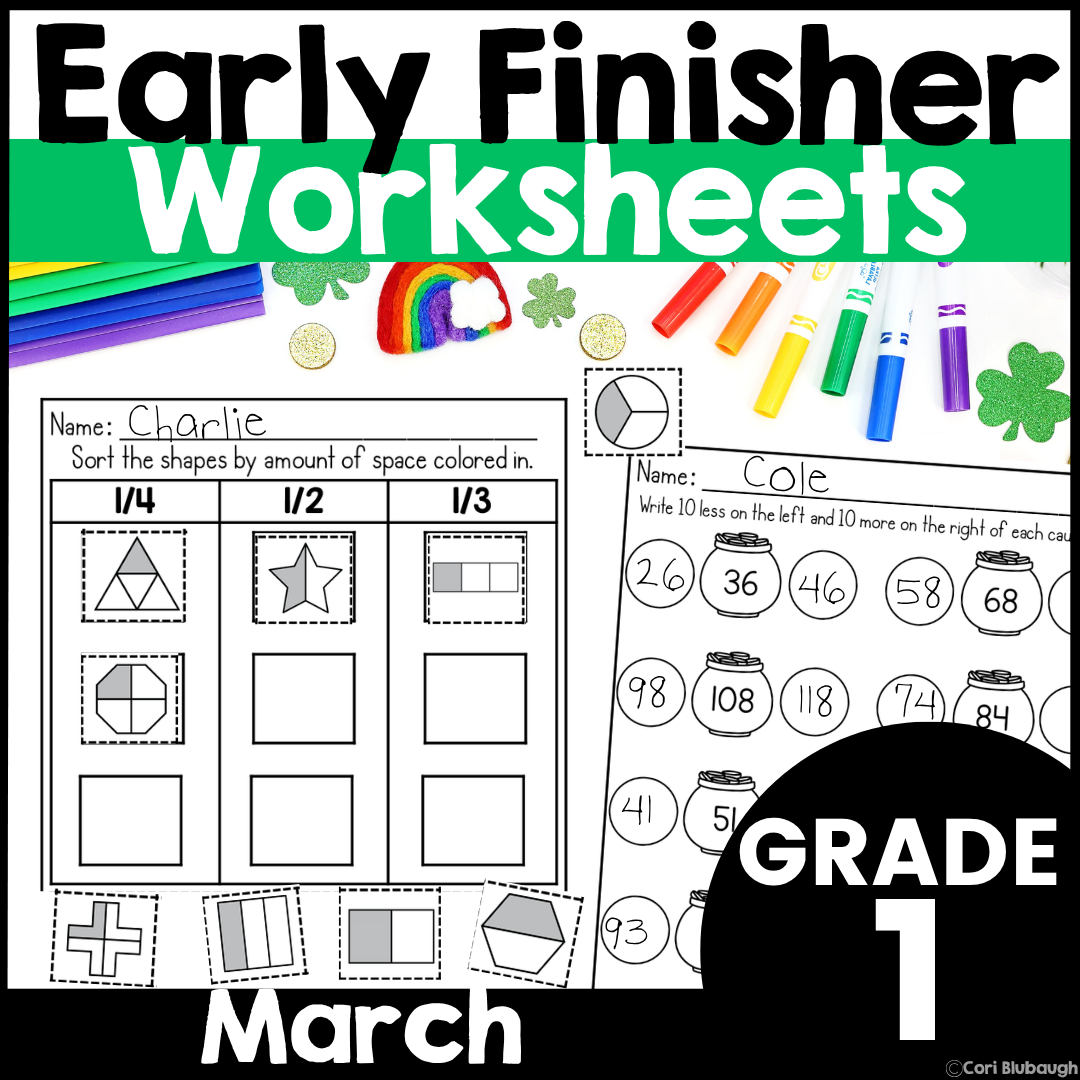 March 1st Grade Early Finisher Worksheets - cover