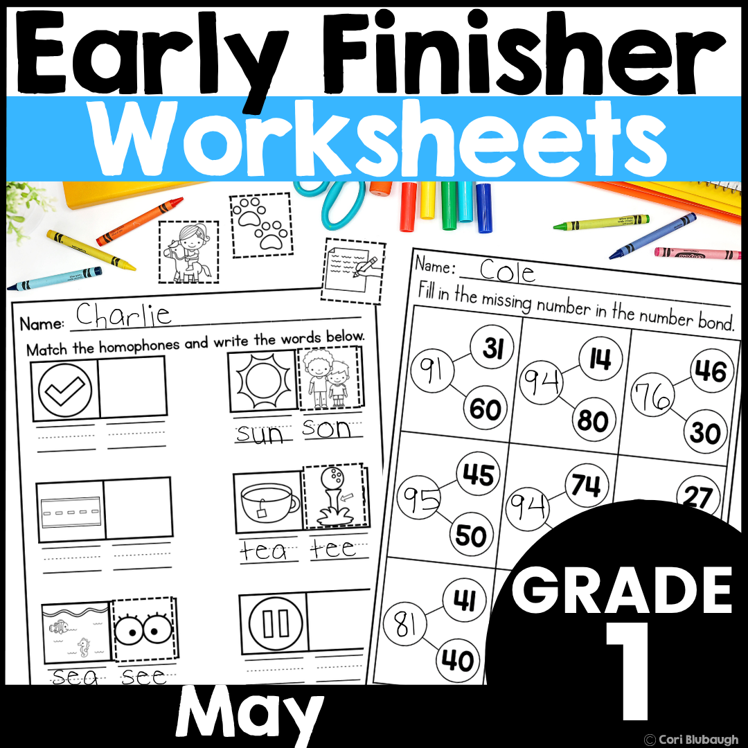 May 1st Grade Early Finisher Worksheets - cover