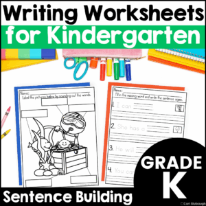 kindergarten writing worksheets - cover