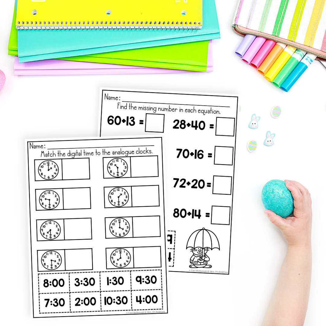 April 1st Grade early finisher worksheets - time
