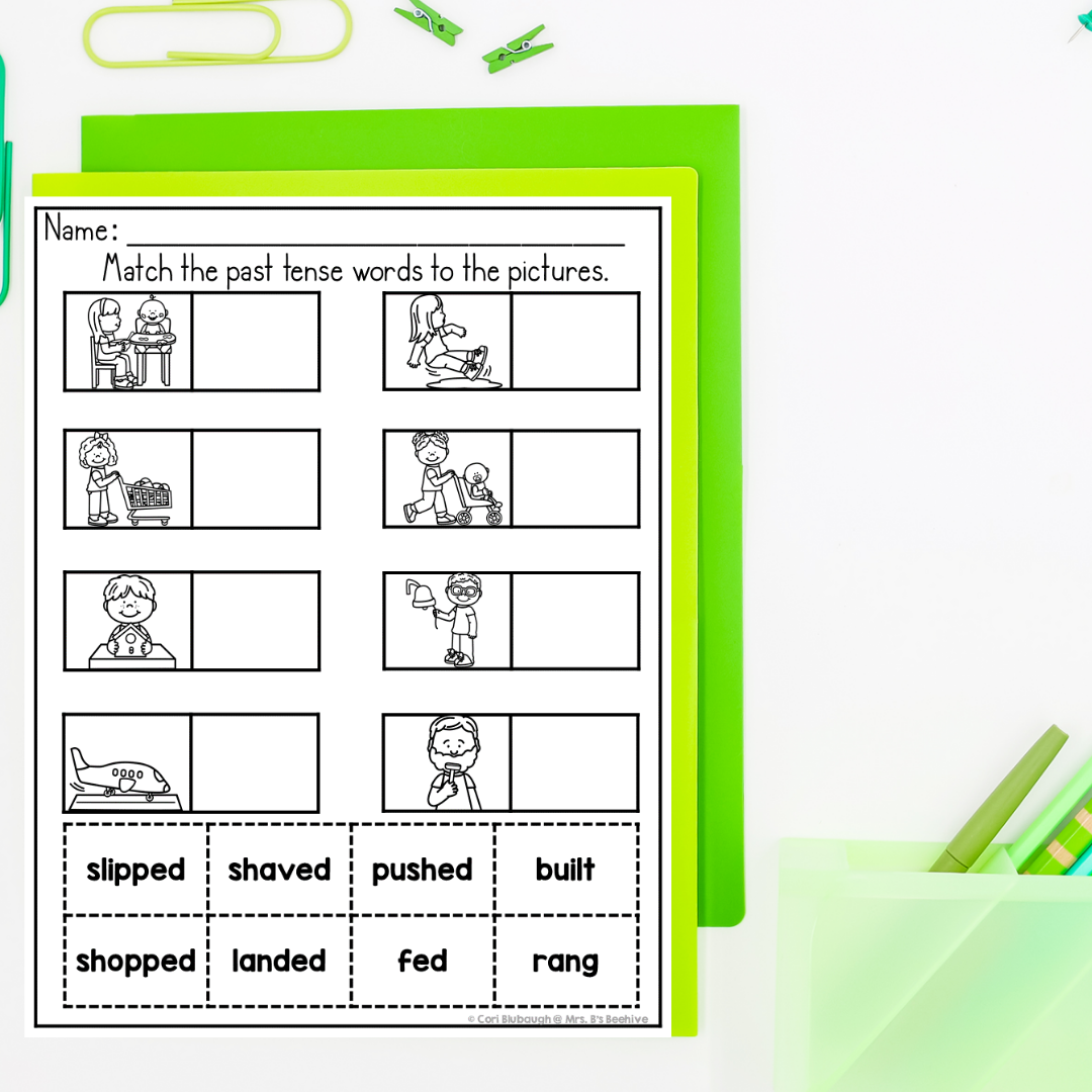 March 1st grade early finisher worksheets - past tense