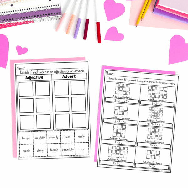 February 2nd grade early finisher worksheets - adjective