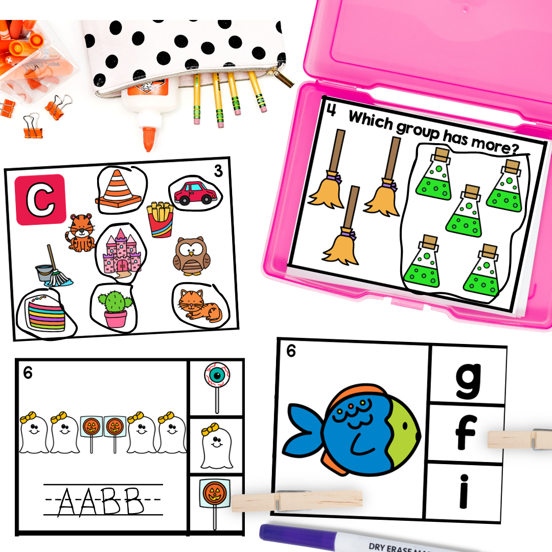 october kindergarten early finisher task cards - beginning sounds