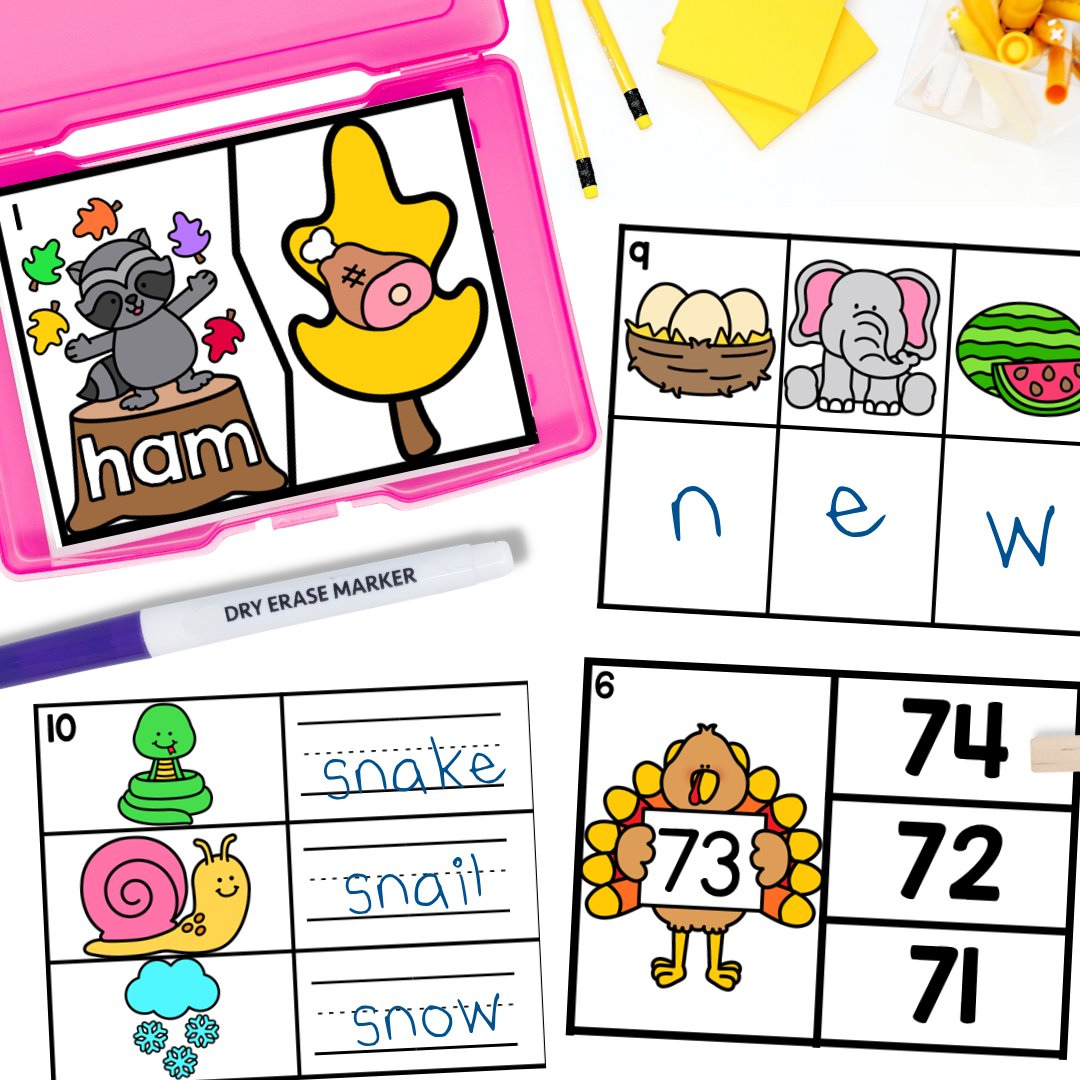 November 1st Grade Early Finisher Task Cards - cvc words