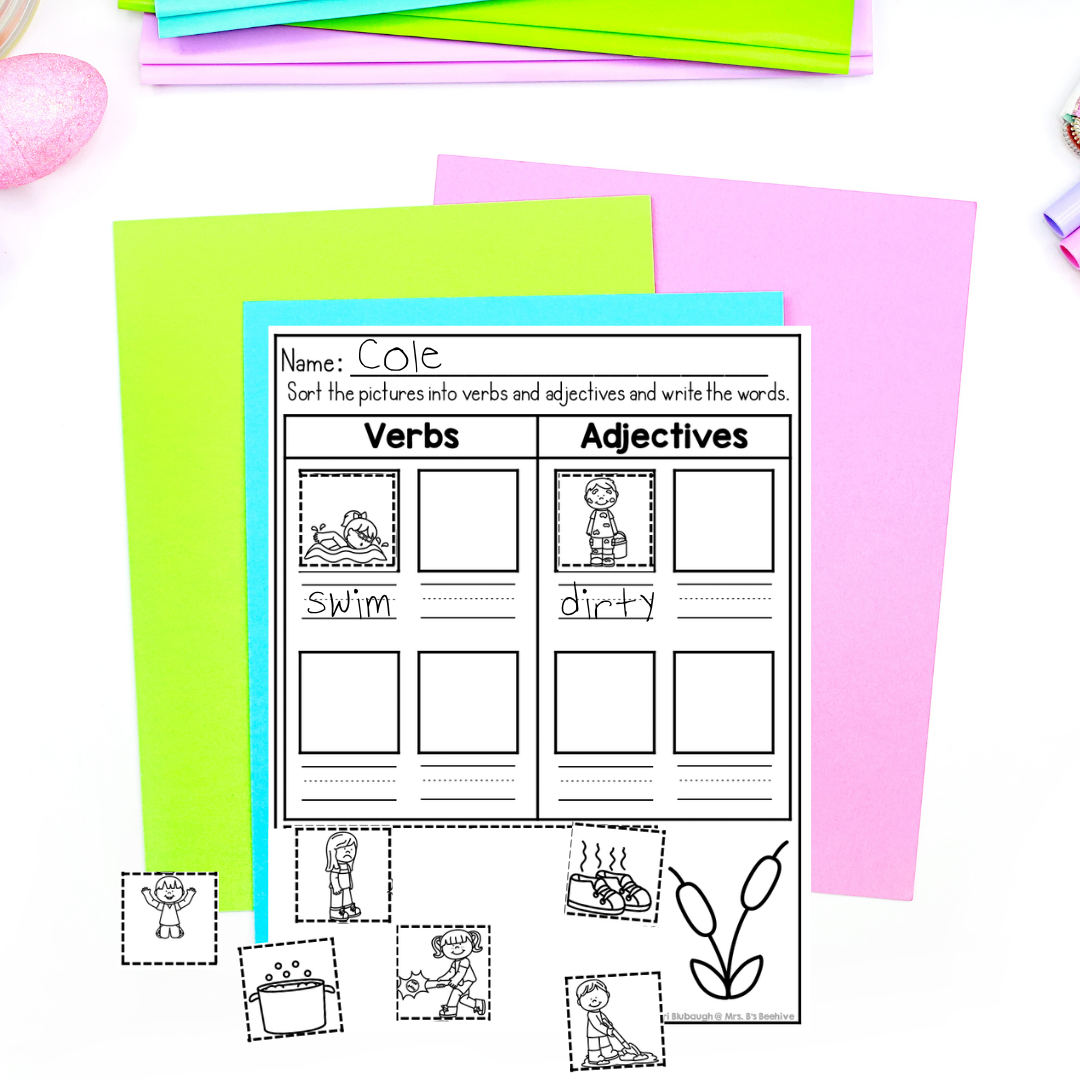 April 1st Grade Early Finisher Worksheets - verbs