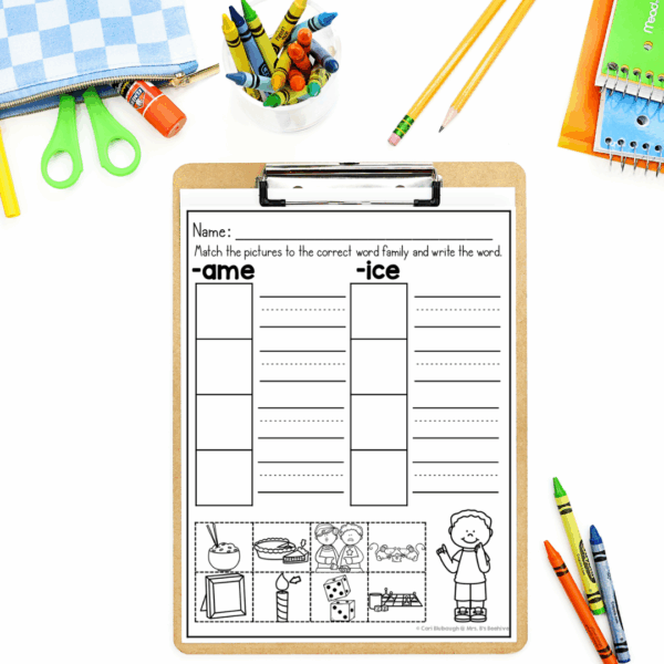 end-of-the-year worksheets - word family