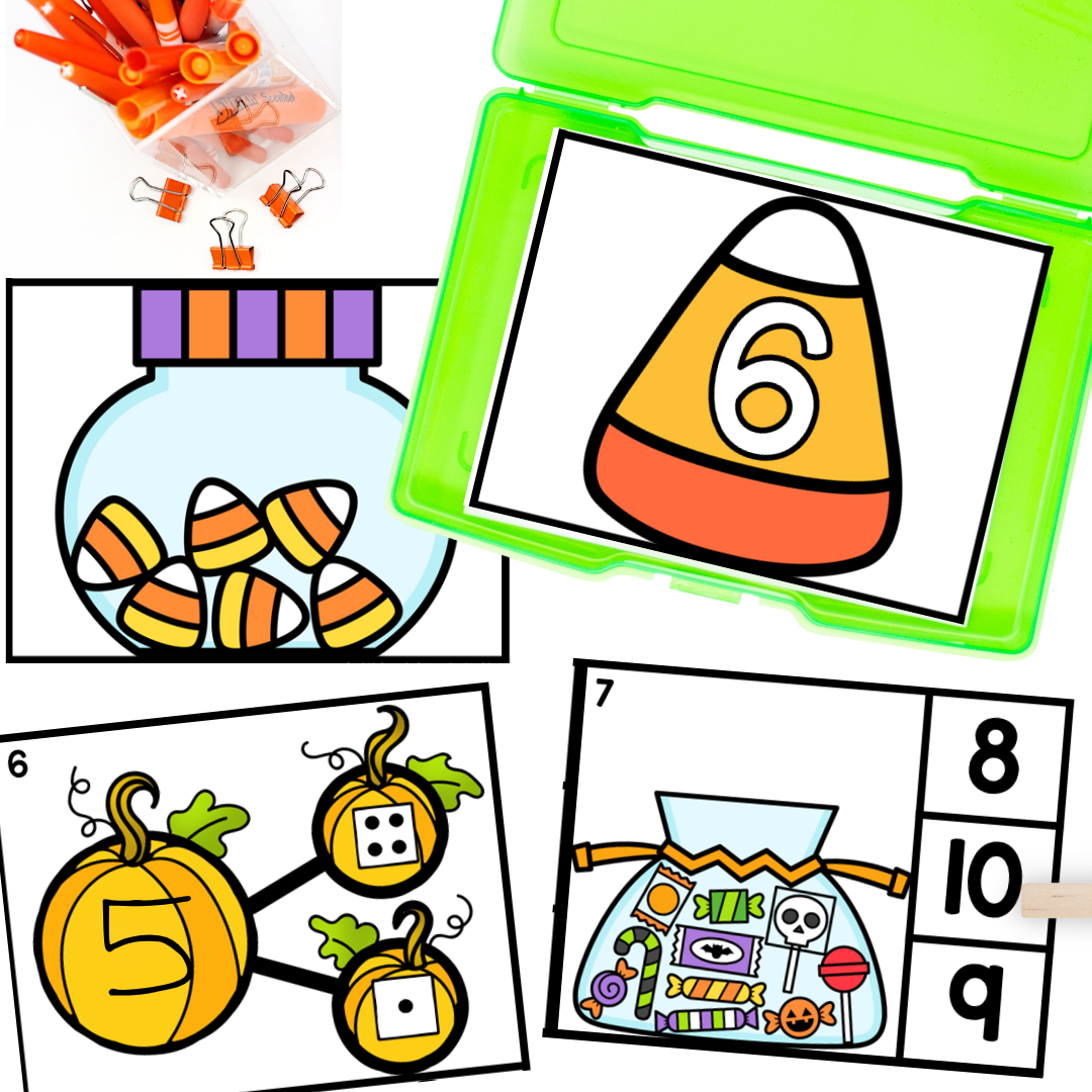 october kindergarten early finisher task cards - counting