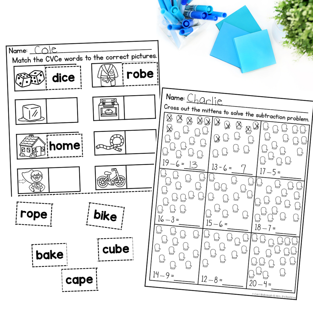 January 1st Grade Early Finisher Worksheets - counting