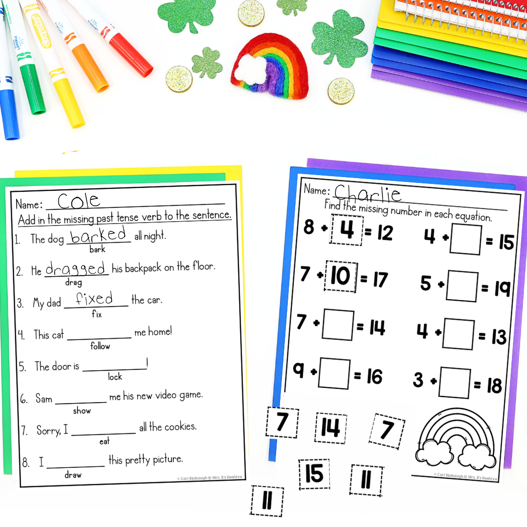 March 1st Grade Early Finisher Worksheets - missing addend