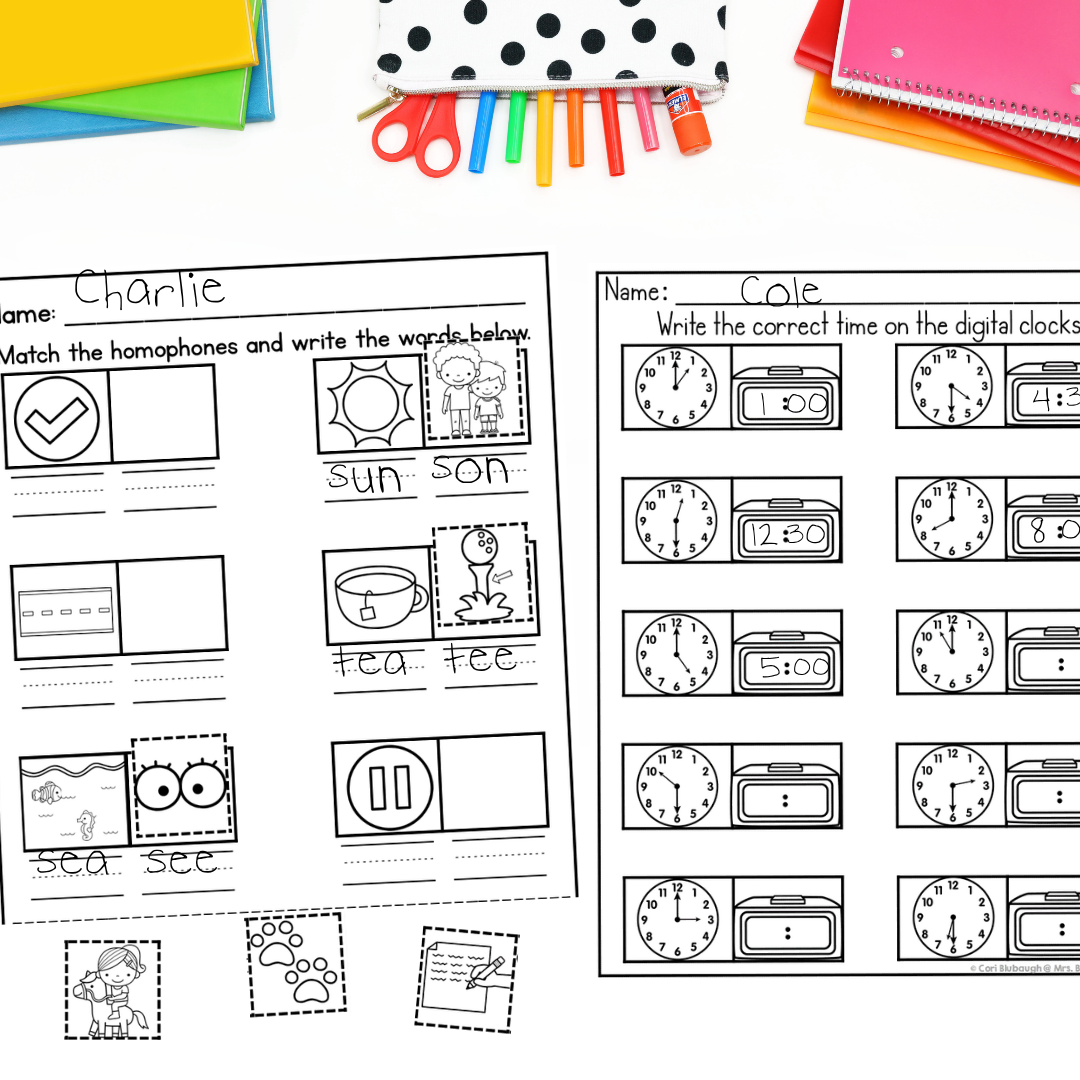 1st Grade Early Finisher Worksheet Bundle - time
