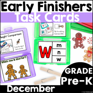 December Pre-K Early Finisher Task Cards - cover