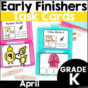 April kindergarten early finisher task cards - cover