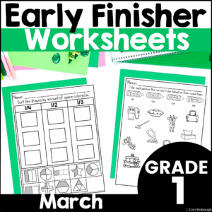 March 1st grade early finisher worksheets - cover