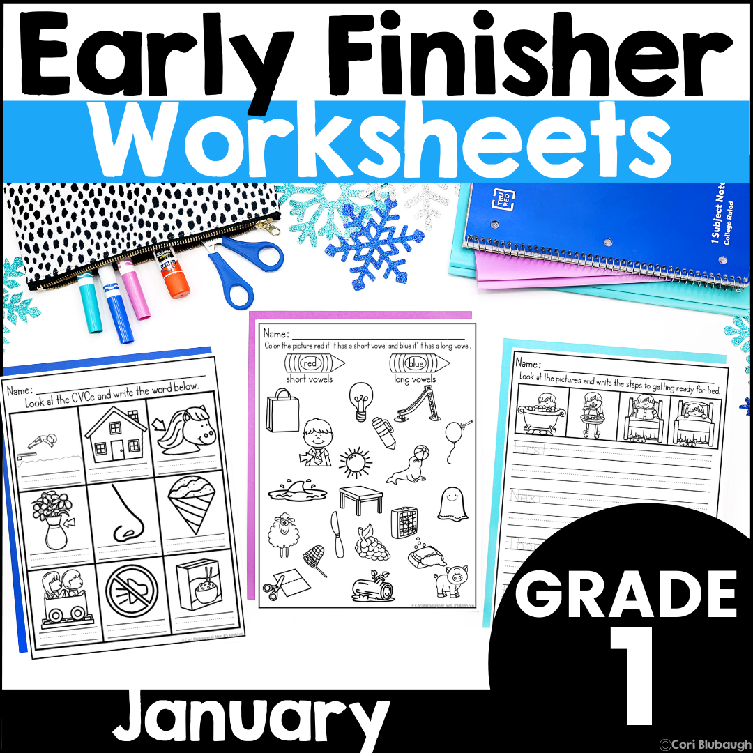 January 1st grade early finisher worksheets - cover